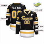 Retro Hockey Jersey Supplier - 2025 Black Stitched 100% Polyester Unisex Adult