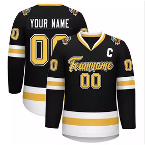 Retro Hockey Jersey Supplier - 2025 Black Stitched 100% Polyester Unisex Adult