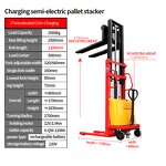 Semi Electric Pallet Stacker Factory - 2000kg Hydraulic Lifting Stacker 1.6M-3.5M Lifting Height