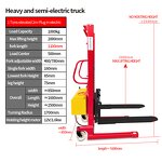 Semi Electric Pallet Stacker Factory - 2000kg Hydraulic Lifting Stacker 1.6M-3.5M Lifting Height