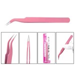 Eyelash Tweezers Manufacturer - Hot Sell Pink Metal Straight Curved