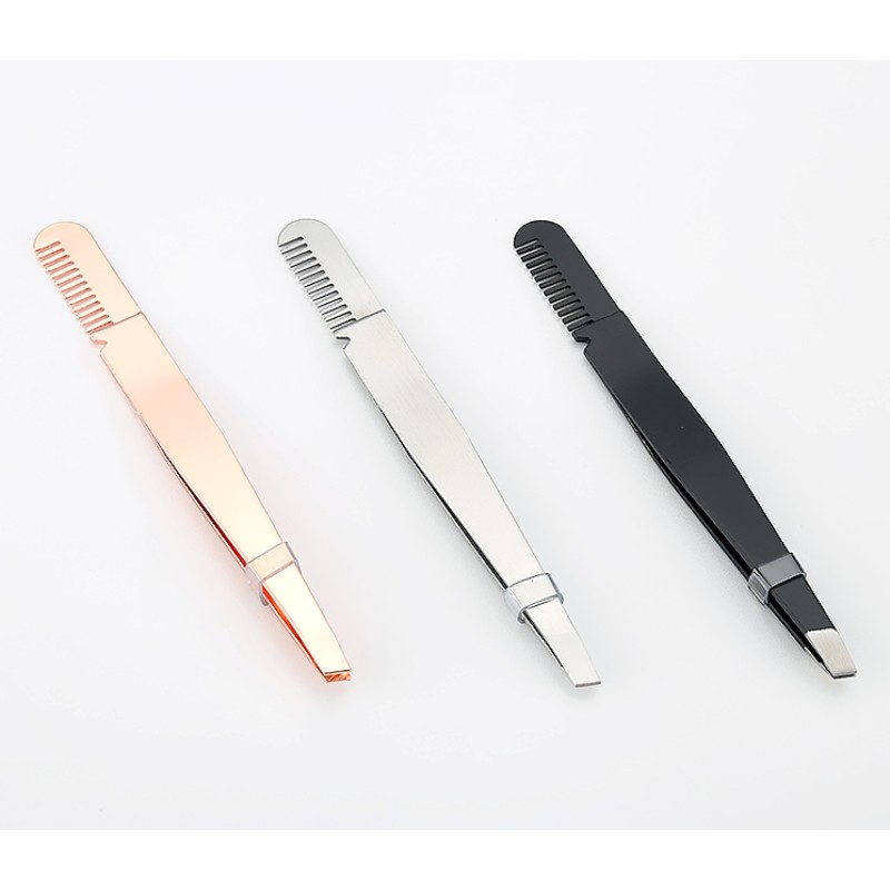 Eyebrow Tweezers Manufacturer - Custom Black Gold Rose Gold Metal Comb
