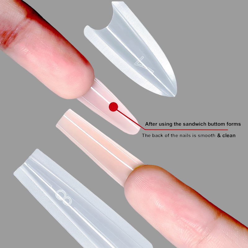 Dual Nail Forms Manufacturer - Custom 240 Pcs Paperless Almond Sandwich