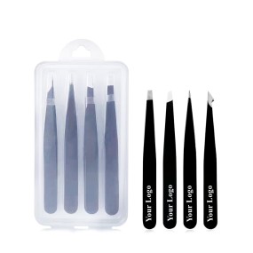 Eyebrow Tweezers Manufacturer - Wholesale Stainless Steel Flat Tip Black