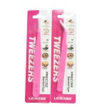 Eyelash Tweezers Manufacturer - Hot Sell Pink Metal Straight Curved