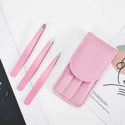 Eyebrow Tweezer Kit Manufacturer - Custom 3 Piece Leather Bag Private