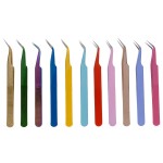Eyelash Tweezers Manufacturer - Hot Sell Pink Metal Straight Curved
