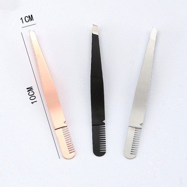 Eyebrow Tweezers Factory - Custom Double End Silver Rose Gold Clip