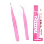 Eyelash Tweezers Manufacturer - Hot Sell Pink Metal Straight Curved