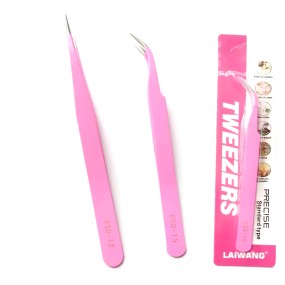Eyelash Tweezers Manufacturer - Hot Sell Pink Metal Straight Curved