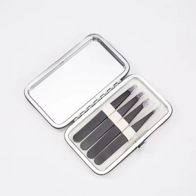 Eyebrow Tweezers Set Manufacturer - All Black Personal Makeup Mirror Kit