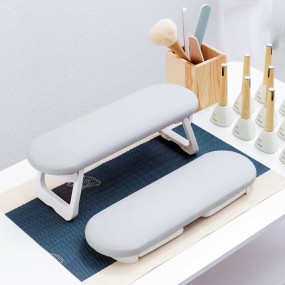 Nail Arm Rest Manufacturer - Japanese Foldable Leather Hand Pillow Grey