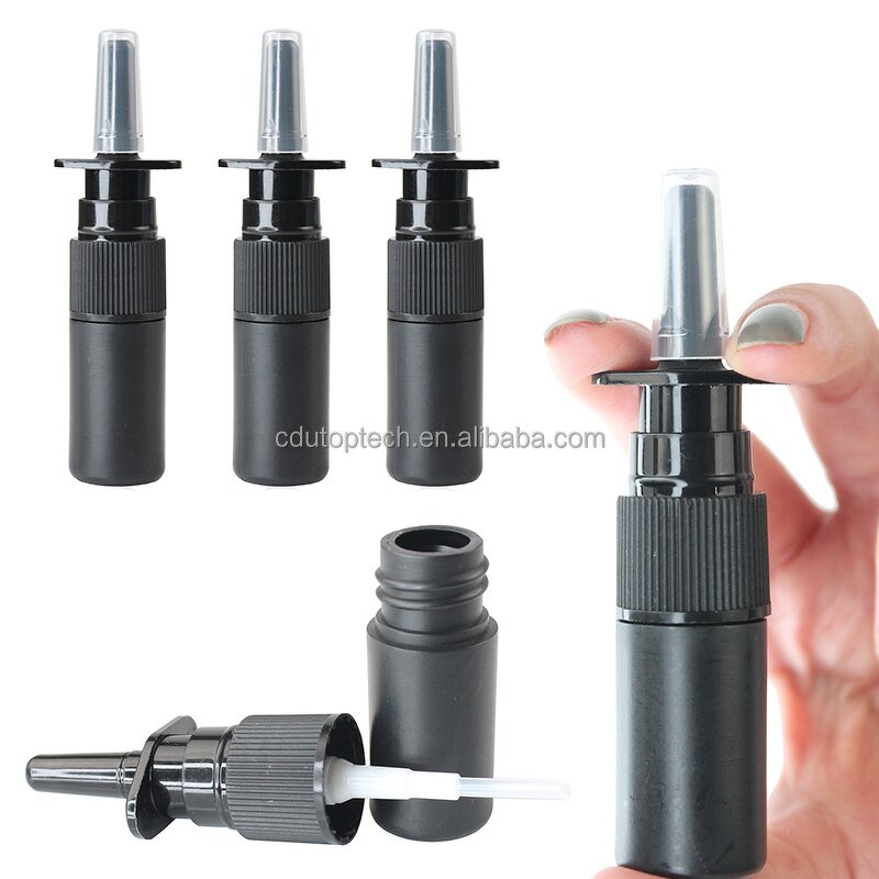 Mini Nose Sprayer Manufacturer - 5ml HDPE Black Portable Medical Pharmaceutical