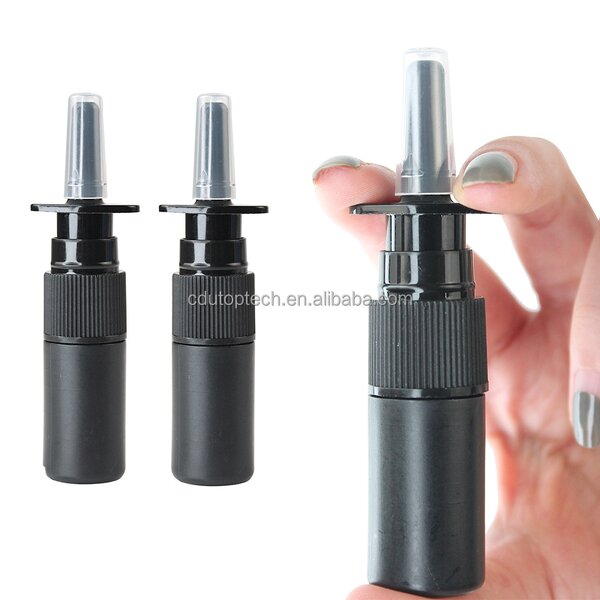 Empty Nasal Spray Bottle Factory - 5ml Black HDPE Plastic Stock Nose Sprayer