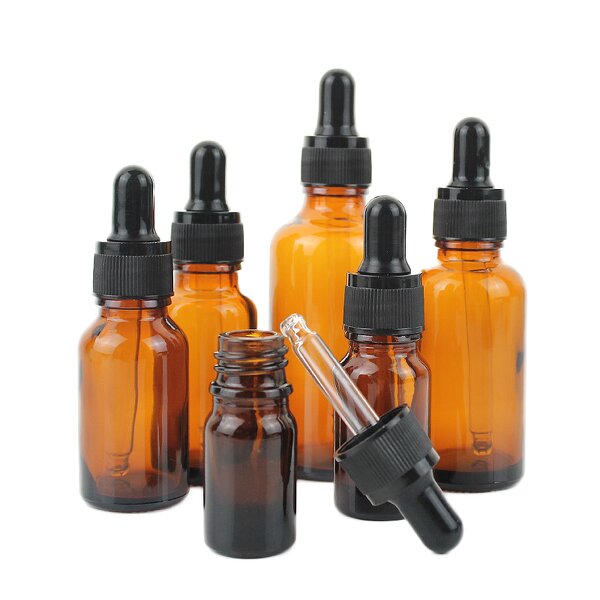 Glass Dropper Bottle Supplier - 5ml-100ml Empty Amber 1oz with Black Top Oil Bottle