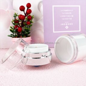 Airless Pump Cream Jar Manufacturer - 50ml 50g 1.7oz Press Vacuum Cosmetic White Silver
