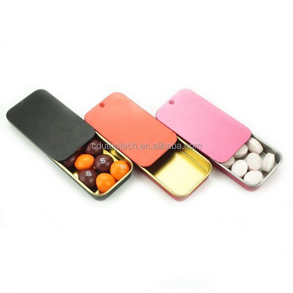 Rectangle Metal Tin Case Supplier - 10 Color 16ml Factory Price Sliding Lid Mint Candy