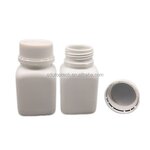 Plastic Capsules Pill Bottles Supplier - 30ml HDPE Square Shape Small 1oz White