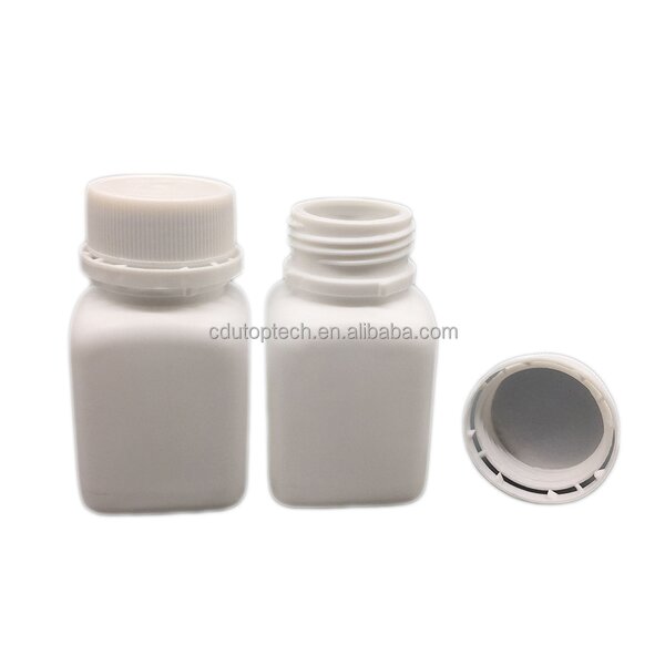 Plastic Capsules Pill Bottles Supplier - 30ml HDPE Square Shape Small 1oz White