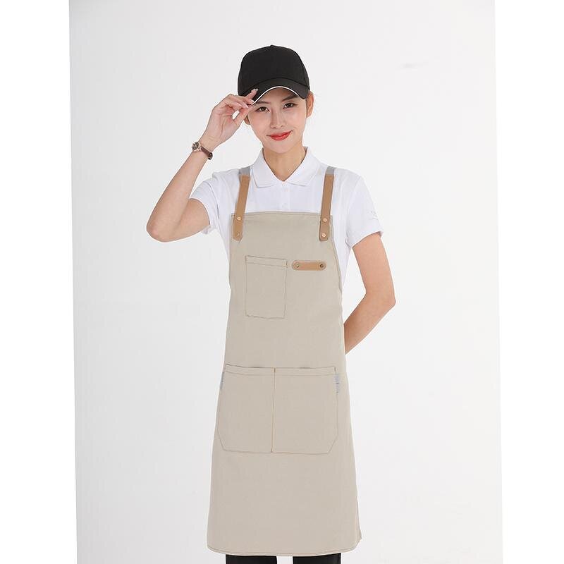 Aprons Custom Logo Supplier - Leather Strap Waterproof Plain Gardening Bar Coffee Shop