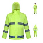 Safety Rain Jacket Supplier - Green Oxford Cloth Hi Visibility Reflect Hood Custom Logo