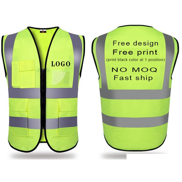 Safety Work Jacket Factory - Hi Vis 100% Polyester Reflective Construction Vest Custom