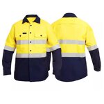Hi Vis Work Shirt Supplier - 100% Cotton High Reflective Mining Mechanic Construction Yellow