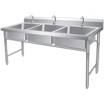 Scrubbing Pool Sink Supplier - 304 Stainless Steel Three-slot Vegetable Washbasin