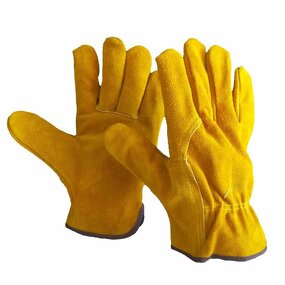 Work Gloves Supplier - Yellow Thick Cowsplit Leather Construction