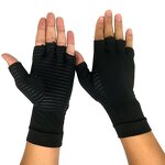 Arthritis Gloves Supplier - Copper Fiber Half Finger Anti Slip