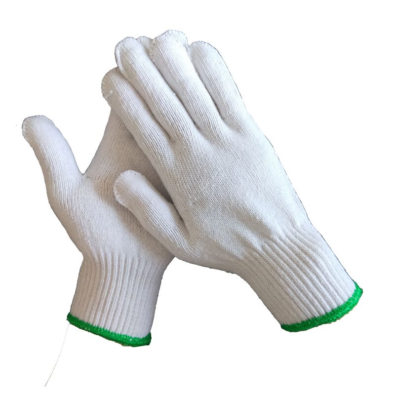 Work Gloves Factory - White Polyester Cotton Yarn Knit Breathable