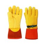 Electrical Gloves Factory - Men Yellow Leather Linesman Insulated