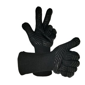 Heat Resistant Gloves Supplier - Black Aramid 800 Degree BBQ