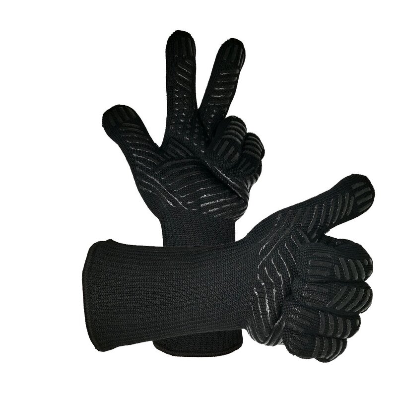 Heat Resistant Gloves Supplier - Black Aramid 800 Degree BBQ