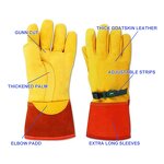 Electrical Gloves Factory - Men Yellow Leather Linesman Insulated