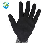 Protective Gloves Supplier - Black Polyester Dipped Nitrile Sandy