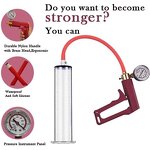 Penis Pump Maxi Black Handle with Gauge, Silicone Hose 9 Inch Length X 1.50 Inch Diameter Cylinder Suction for Penis Enhancement