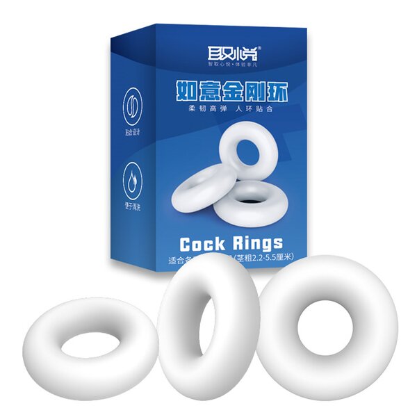 3 Pieces Different Size High Quality Food Grade Elastic Silicone Penis Medical Grade Male Delayed Ejaculation Cock Rings Set