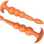 Liquid Silicone Anal Beads with Removable Foxtail Extra Long Fox Tail Anal Plugs Anal Stimulator for Men Women Couples Cosplay