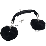 Update Black Stainless Steel Plush Metal Handcuffs Ankle Cuffs Sex Toys Thicken 300G Furry Handcuffs for Couples BDSM Games Tool