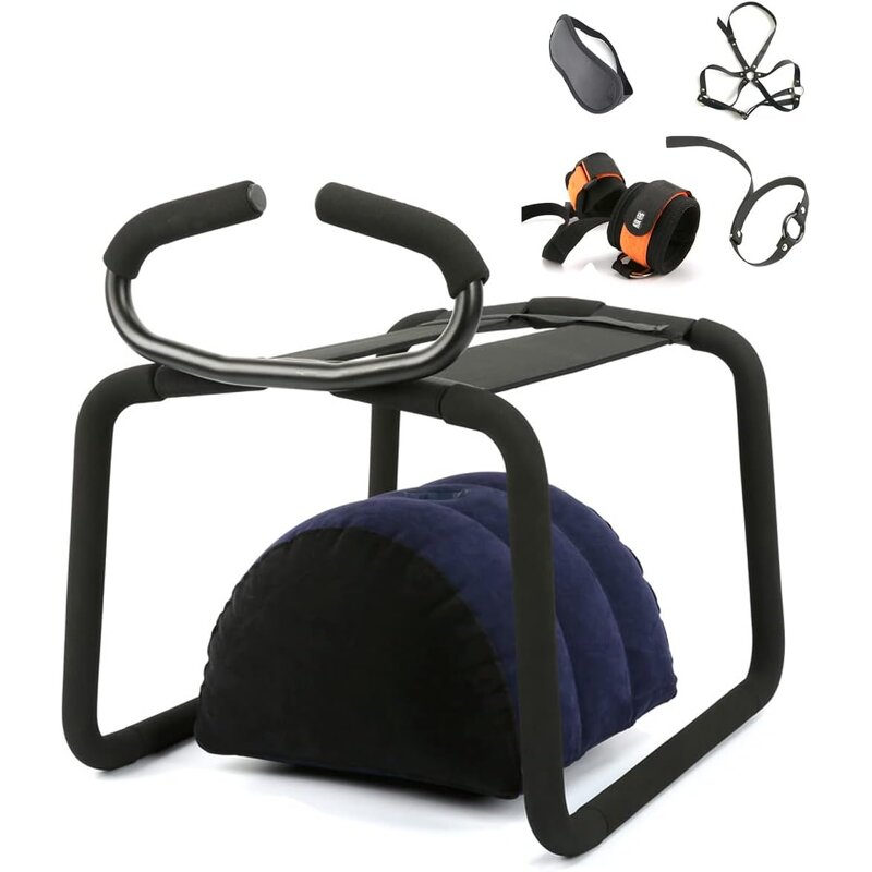 Sex Furniture, Sex Chair Positions Bouncing Mount Stools, Weightless Love Position Aids Chair with Handrail and Bondage Kits Set
