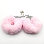 Fluffy Furry Handcuffs with Keys Metal Fuzzy Wrist Cuffs Soft Plush SM Bondage Cuffs Quick Release Handcuffs for Couples Cosplay