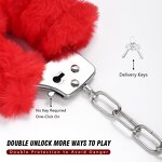 Fluffy Metal Handcuffs with 2 Keys Plush Fuzzy Hand Cuffs Soft Bondage Restraints Adult Sex Toys for Women Men