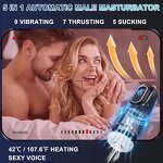 Automatic Male Masturbator Penis Pump with 9 Vibrating 7 Thrusting 5 Sucking, 3D Realistic Textured, Heating, Voice Pocket Pussy