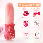 Rose Realistic Tongue Licking Clitoral Stimulation Nipples Powerful Stimulator Vibrators Female Adult Sex Toys for Women Couples