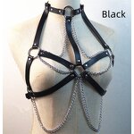 Women's Leather Chest Harness Top, Waist Chain Belt with Belly Bra, Punk Gothic Rock Body Harness Sex Accessories for Women