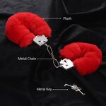 Fluffy Metal Handcuffs with 2 Keys Plush Fuzzy Hand Cuffs Soft Bondage Restraints Adult Sex Toys for Women Men