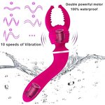 Female Vibrator with Three Head Covers USB Charging Double Head Vibrator G-spot Stimulation AV Wand Massager Female Masturbator