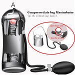 Manual Male Masturbators with Squeezer & Air Bag and Vibrating Ball, Reusable Male Masturbator Cup Pocket Pussy with 3D Texture