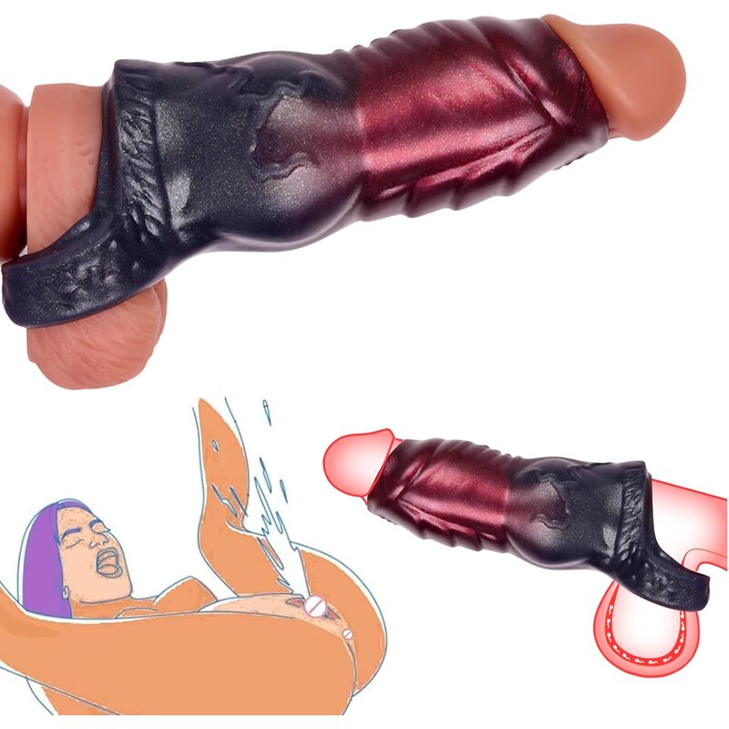 Knot Penis Sleeve Cock Sleeve Penis Extender Soft Penis Enlarger for Couples Delay Ejaculation Stronger Erection Enhancement